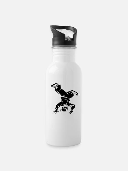 Breakdancer Drawing - 20 oz Water Bottle - white