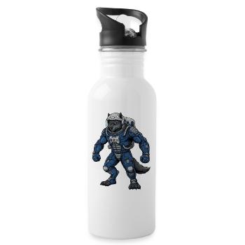Wolf astronaut - 20 oz Water Bottle - white - Right