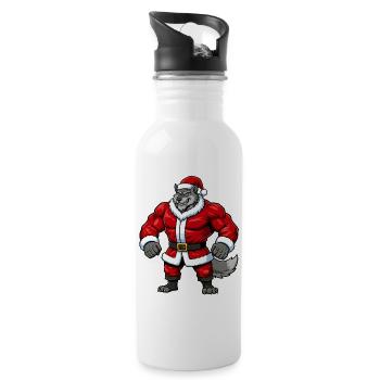 Wolf Santa Claus - 20 oz Water Bottle - white - Right