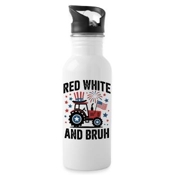 Red White and Bruh Patriotic Tractor - 20 oz Water Bottle - white - Right