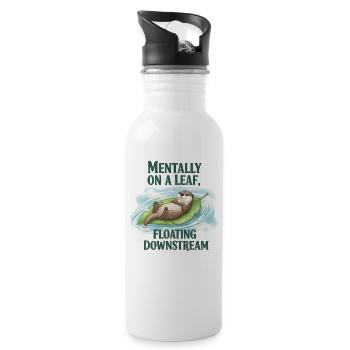 Relaxed Otter on Leaf with Water Ripple - 20 oz Water Bottle - white - Right