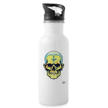 Neon Skull with Cross Mark - 20 oz Water Bottle - white - Right