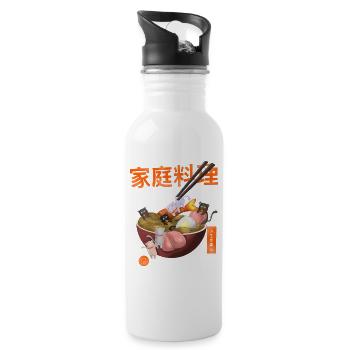 Whimsical Cat Noodle Soup Design - 20 oz Water Bottle - white - Right