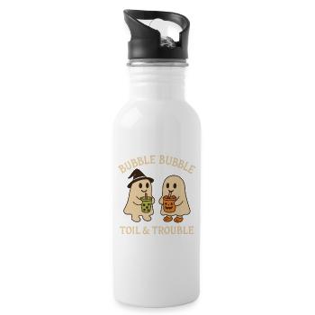Halloween Ghosts with Bubble Tea Design - 20 oz Water Bottle - white - Right