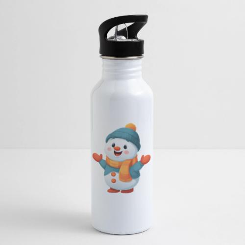 Joyful Cartoon Snowman with Winter Outfit - 20 oz Water Bottle