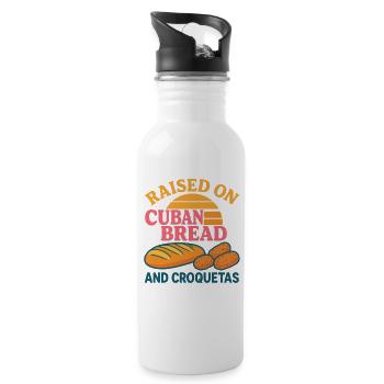 Raised on Cuban Bread and Croquetas Food Design - 20 oz Water Bottle - white - Right
