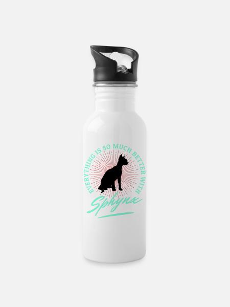 Sphynx Cat Everything is Better Retro Neon Quote - 20 oz Water Bottle - white