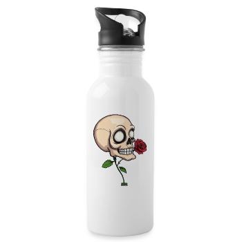 Skull and Rose Noir - 20 oz Water Bottle - white - Right