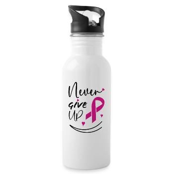 Pink Ribbon Hearts Awareness - 20 oz Water Bottle - white - Right