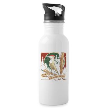 Ivory Billed Woodpecker Bird - 20 oz Water Bottle - white - Right