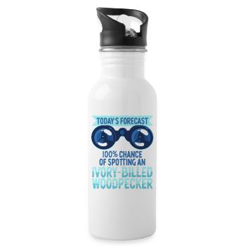 Ivory Billed Woodpecker Bird - 20 oz Water Bottle - white - Right