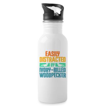 Ivory Billed Woodpecker Bird - 20 oz Water Bottle - white - Right