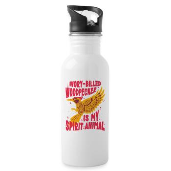 Ivory Billed Woodpecker Bird - 20 oz Water Bottle - white - Right