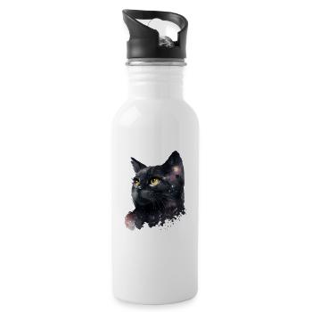 Cosmic Noir Cat - 20 oz Water Bottle - white - Right