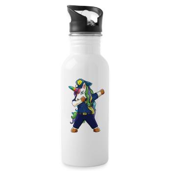 Dabbing Unicorn Police Dad Officer Father's Day Gi - 20 oz Water Bottle - white - Right