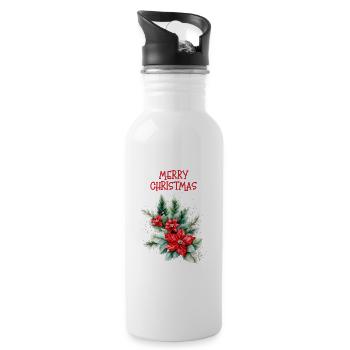 Poinsettia Pine Christmas Bouquet - 20 oz Water Bottle - white - Right