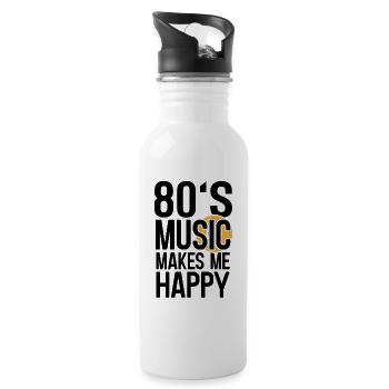 80s Music Makes Me Happy Text Tee - 20 oz Water Bottle - white - Right