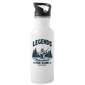 Legends Fish Alone Bigfoot Sasquatch Retro Style - 20 oz Water Bottle - white - Right