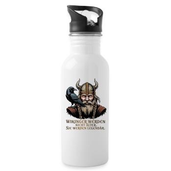 Valhalla Norse Mythology Viking fighter Odin Raven - 20 oz Water Bottle - white - Right