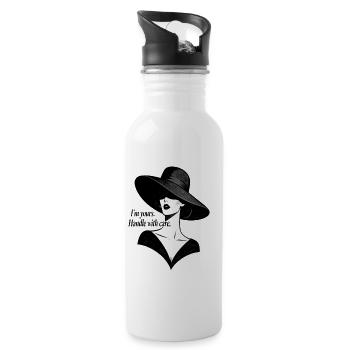 Noir Elegance: Handle With Care Lady / AI - 20 oz Water Bottle - white - Right