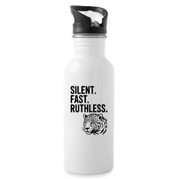 Silent. Fast. Ruthless. - 20 oz Water Bottle - white - Right