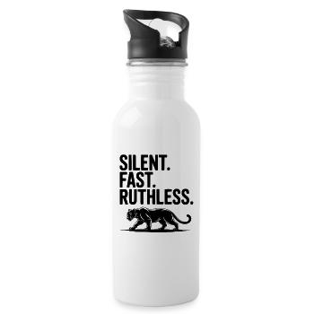 Silent. Fast. Ruthless. - 20 oz Water Bottle - white - Right