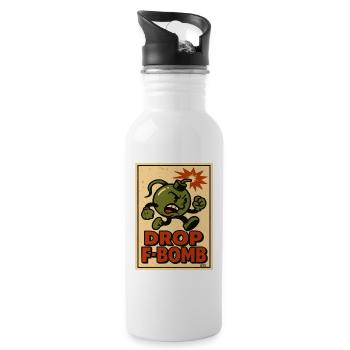 Drop F-Bomb Cartoon Bomb - 20 oz Water Bottle - white - Right