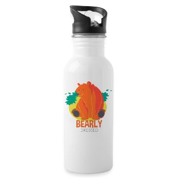 Bearly Dressed Bear Humor Saying Motivational - 20 oz Water Bottle - white - Right