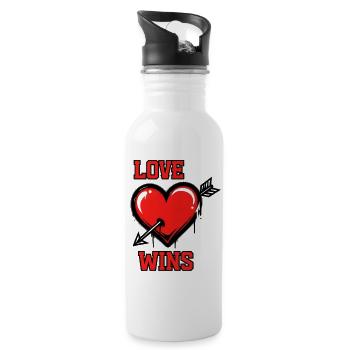 Love Wins Graffiti Heart Arrow - 20 oz Water Bottle - white - Right
