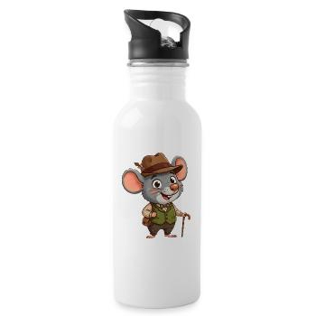cute mouse dressed up - 20 oz Water Bottle - white - Right