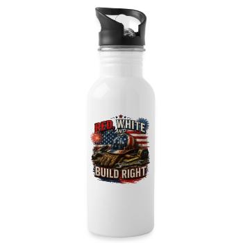 Red, White and Build Right blue collar worker - 20 oz Water Bottle - white - Right