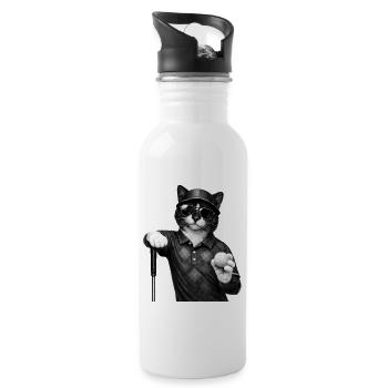 Cool Golf Cat Tuxedo Cat Holding Golf Ball Design - 20 oz Water Bottle - white - Right