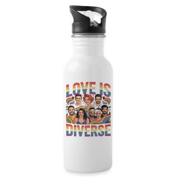 Love Is Diverse Pride Rainbow - 20 oz Water Bottle - white - Right