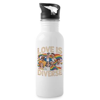 Love Is Diverse Pride Rainbow - 20 oz Water Bottle - white - Right