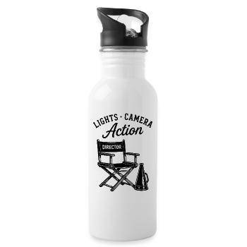 Lights Camera Action Director Cinema Movie - 20 oz Water Bottle - white - Right