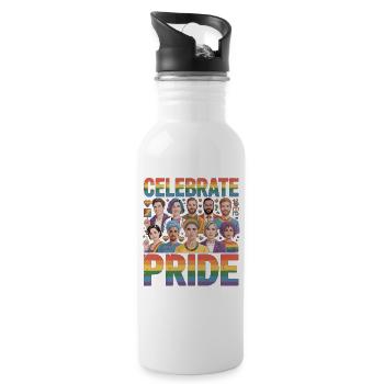 Celebrate Pride LGBT Rainbow Diversity - 20 oz Water Bottle - white - Right