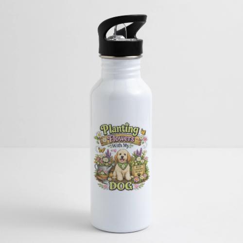 Planting Flowers With My Dog - 20 oz Water Bottle