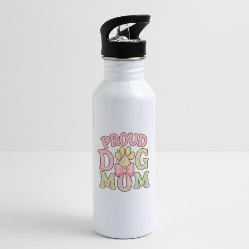 Proud Dog Mom Floral Paw Bow - 20 oz Water Bottle
