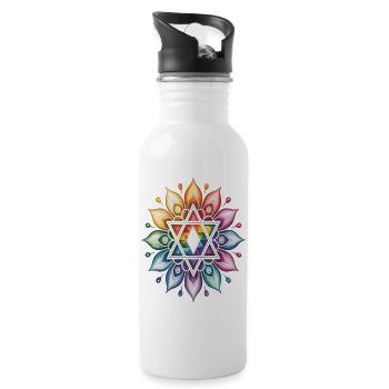 Jewish Gay Pride Rainbow LGBT  - 20 oz Water Bottle - white - Right