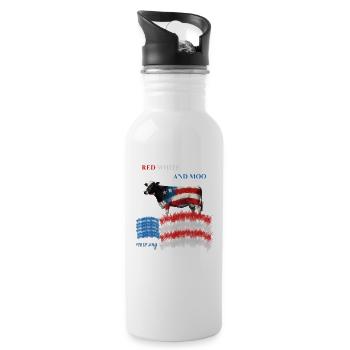 Red White and Moo Flag Art - 20 oz Water Bottle - white - Right