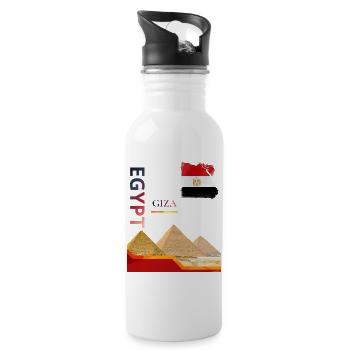 Egypt Pyramids and Flag Graphic - 20 oz Water Bottle - white - Right
