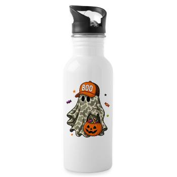 Camo Ghost Boo Halloween Squad Spooky Season - 20 oz Water Bottle - white - Right