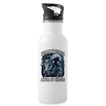 Human By Chance Alpha By Choice Funny Wolf Meme - 20 oz Water Bottle - white - Right