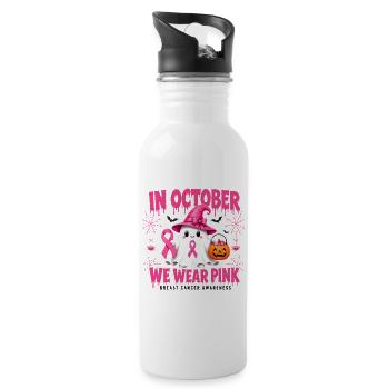 In October We Wear Pink Ghost Breast Cancer  - 20 oz Water Bottle - white - Right
