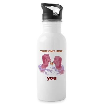Your Only Limit Is You Motivational Quote - 20 oz Water Bottle - white - Right