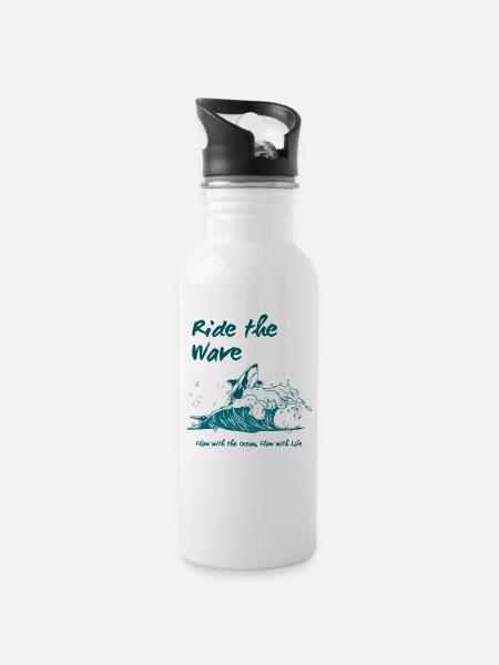 Ride the Wave Ocean Flow - 20 oz Water Bottle - white
