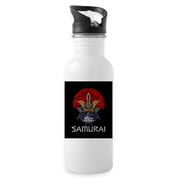 Samurai Cat in Golden Helmet - 20 oz Water Bottle - white - Right