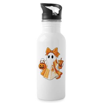 Cute Ghost Trick Or Treat Pumpkin Bucket - 20 oz Water Bottle - white - Right