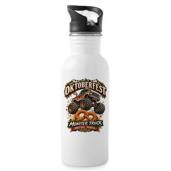 Oktoberfest Monster Truck Pretzel Jump Funny  - 20 oz Water Bottle - white - Right
