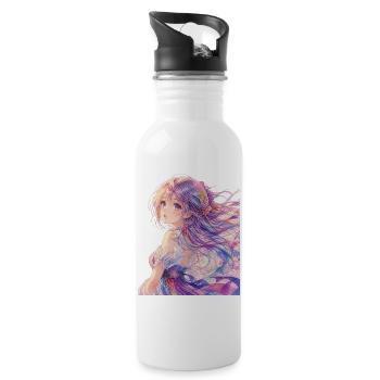 Pastel Anime Blossom Portrait - 20 oz Water Bottle - white - Right